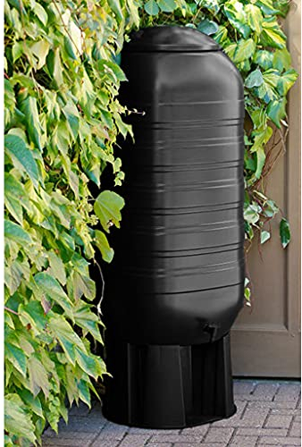 XXL Regentonne aus Kunststoff mit 250 Liter Volumen inklusive Stand, Füllautomat und Hahn! In schlankem Format und dezenter Optik in