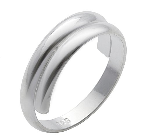 Silverly Dam .925 sterling silver överlappande vanligt band justerbar midi rosa finger tåring, Silver, Ingen sten