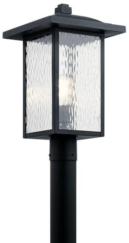 Kichler Capanna 18.25 inch 1 Light Post Light with Clear Water Glass in Textured Black