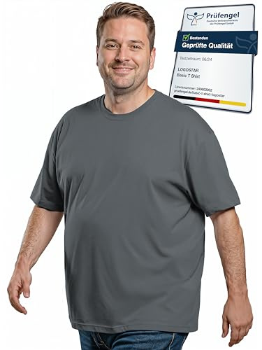 Logostar Camiseta Manga Corta Hombre Talla Grande | Camiseta Manga Corta Hombre Oversize 3XL - 15XL | Camiseta Algodon Oversize Hombre con Cuello Redondo