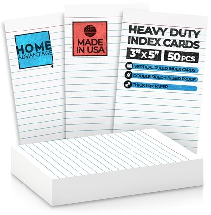 Home Advantage Vertically Ruled White Mini Index Cards, Note Cards (3x5)