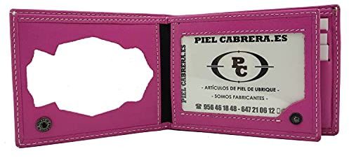 Piel Cabrera Cartera Porta Placa Policia Nacional Honores Rosa