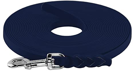 LENNIE BioThane Schleppleine, 9mm, Hunde 5-15kg, 20m lang, ohne Handschlaufe, Marineblau, geflochten