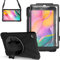 Gerutek Galaxy Tab A 10.1 2019 SM T510/T515 Hülle mit Displayschutzfolie Heavy Duty 360 Full Body Case Drehbar Ständer, Handschlaufe, Schultergurt Schutzhülle für Samsung Tab A 10.1 T510/T515, Schwarz
