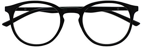 OPULIZE Met Lunettes de Lecture Anti-Lumière Bleue Monture Ronde et Mince Charnières à Ressort Améliore le Sommeil Jeux Ordinateur Noir Hommes Femmes B60-1 +2.50