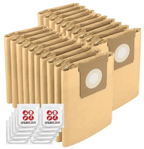 SPARES2GO 20 x Dust Bags for Titan 16L 20L 30L 40L Vacuum Cleaner + Freshener Tabs
