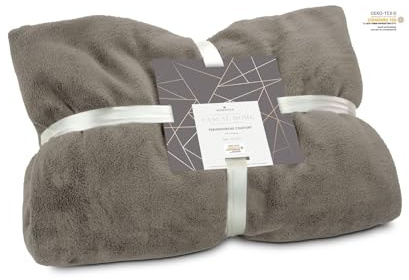 Römer Wellness Fernsehdecke Comfort Anthrazit inkl. Ärmel und Fußtasche – 150 x 200 cm, 230 g/m², weich, antistatisch, mit Satinband