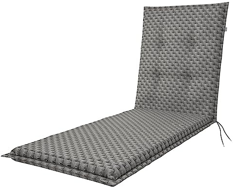 Doppler Auflage Rollliege Living Grau Rattan I Gartenliege-Polster 195x60x6cm aus Baumwolle & Polyester I Liegestuhl-Auflage weich & bequem I Liegenauflage zum Festbinden an Rollliege