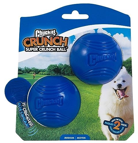Chuckit! Crunch Ball Crackle Sound hund leksak launcher kompatibel, 2-pack, medium