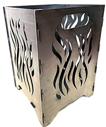 Irony24 Feuertonne - Feuerkorb - Feuerstelle - Feuerschale gesteckt 35x35x50cm Flammen