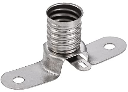 sourcing map 10 Stück E10 Lampenfassung, 41.5x18mm DC 30V 2Pin Lampenfassung Schraubsockel mit Montagehalterung, Vernickelte Kupfer