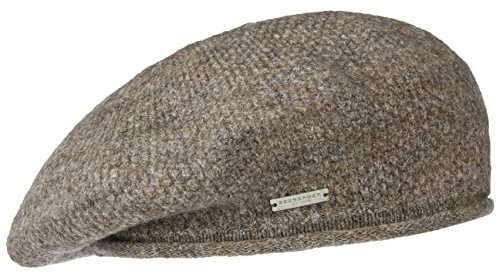 Seeberger Baskenmütze mit Rollrand Damenbaske Baske Winterbaske Damen - Made in Turkey Winter Herbst-Winter - One Size Dunkelbeige