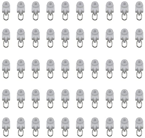 GWYAN 50 Pcs Plastic Quiet Curtain Track Roller with Hook for Ceiling Drapes