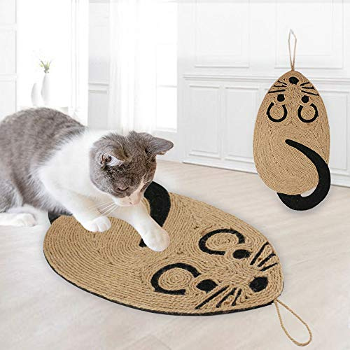 Natural Sisal Cat Scratching Pad Mouse Shaped Cat Scratcher Board - Hanging & Protects Furniture