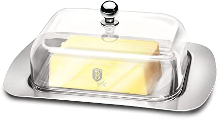 Beurrier avec base en acier inoxydable et couvercle en acrylique transparent