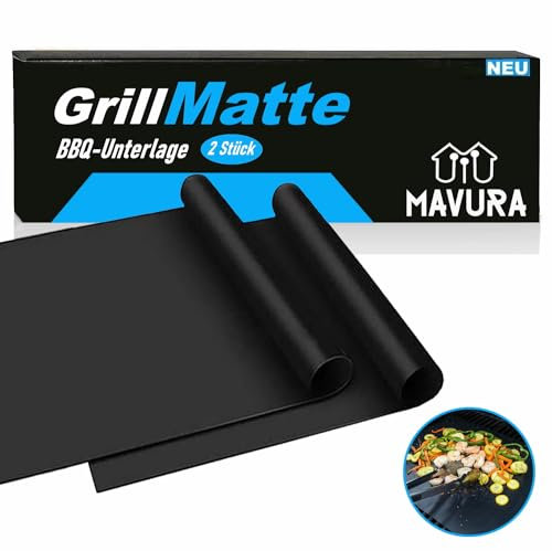 GrillMatte BBQ Grillmatte Grillen Backoffen Matte Antihaft, (Grillunterlage Backofenmatte Backmatte Ausrollmatte), Dauerbackfolie Backfolie Gasgrill Holzkohle [2er Set]