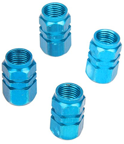 Ventilkappen aus Aluminium für Fahrradreifen, Auto, Blau, 4 Stück