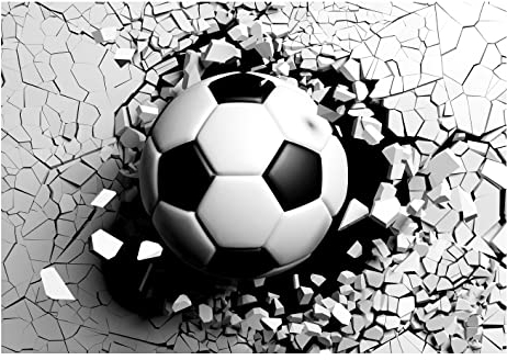 Vlies Fototapete Kinderzimmer Junge Fussball 3D EFFEKT Wand - inkl. Kleister - für Kinder Jungs Jungen Jugendzimmer Kindertapete Vliestapete Wandtapete Vlies Tapete Montagefertig (368x254 cm)