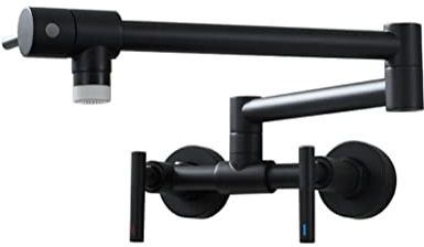 HomeLava Topffüller Wasserhahn Wand Küchenarmatur Wandmontage Faltbar Wandarmatur Kalt und Heiß mit Doppelgelenk-Schwenkarm und 2 Wasserstrahlarten Küchenarmatur Spültischarmatur