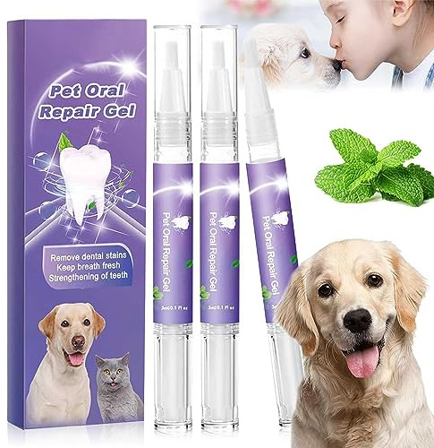 Gel füR Die Mundpflege von Haustieren,Cvreoz Pet Oral Repair Gel,Hund Wiederherstellendes Aufhellungsgel,Ohne ZäHneputzen,Beseitigen Sie Mundgeruch,BekäMpfen Sie Zahnstein,Verbessert Mundgesundheit