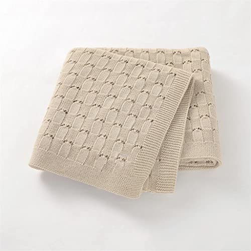 Baumwoll-Strickdecke für Jungen und Mädchen, Kinderwagen, superweich, für Kleinkinder, Kinder, Bettwäsche, Decken (Beige, 80 x 100 cm)