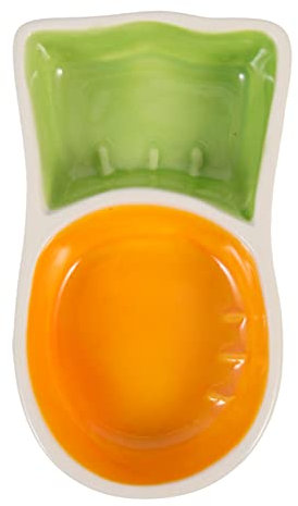 FRCOLOR Ceramic Carrot-shaped Hamster Food Bowl with Non-slip Base Small Pet Feeder Dish for Guinea Pigs and Rats Suitable for Small Animals