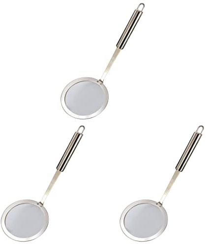 OUNONA 3piezas Colador De Cocina De Acero Inoxidable Fino Espumadera Para Freír Cocinar y Filtrar Alimentos Calientes Utensilio Práctico y Seguro Mango Ergonómico