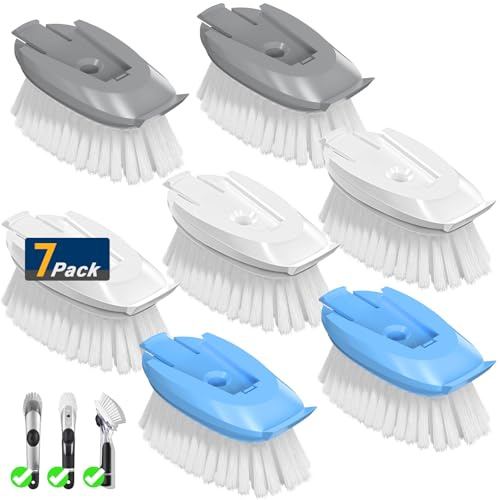 CEEDEE for OXO Dish Brush Refill Head: 7 Pack Dish Brush Cleaning Soap Dispensing Head Replacement for Scrubber (White)