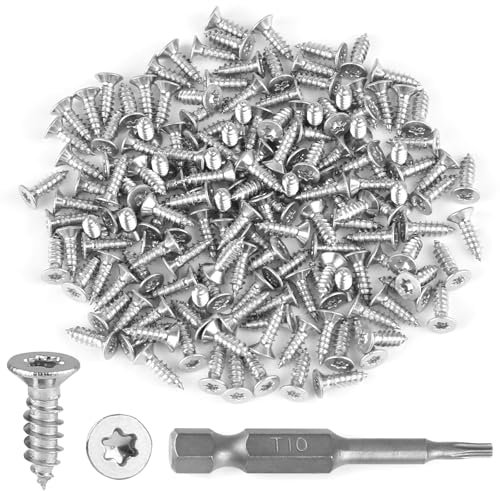 304 Edelstahl Selbstschneidende Torx Schrauben mit T10 Schraubendreher, M3 x 10 mm Senkkopfschrauben, 304 Edelstahl Senkkopfschrauben, Torx Schrauben für Möbel, 150, M3 x 10, 150 Stück