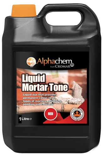 CROMAR AlphaChem Liquid Mortar Tone | Iron Oxide Based Liquid Dye for Permanent Color in Mortar – Rendering – Pointing & Concrete | Red – 1KG