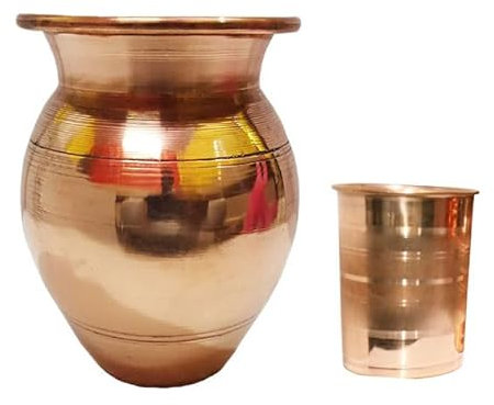 BRACOP® Wasserkrug aus reinem Kupfer Wasserkaraffe Krug mit Deckel Kupferbecher Ayurveda-Kupferkrug, Moscow Mule-Becher-Set Trinkgeschirr kupferbecher mit Gravur Kelch gläser Kupferkrug, Trinkflasche