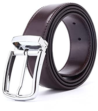 JOJOJ Luxus Herren Ledergürtel Silber Schnalle Kummerbund Gürtel Rindsleder Gürtel for Herren Qualität Schwarz(50in/125cm,Dark Brown)
