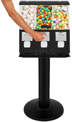 ZHLINGQ Distributore Automatico di Caramelle per Aziende E Case - Distributore Automatico a Tripla Moneta Che Utilizza Monete da 25 Centesimi / 1 EUR - con Supporto,Black-0.4 Outlet