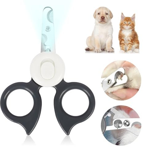 NiCola Katzennagelknipser Rosa Haustier Nagelknipser mit Licht für Hunde & Katzen, Universal Katzenkrallenzange für Kleintiere, Hunde, Katzen, Kätzchen, Vögel, Kaninchen, Meerschweinchen (Grau)