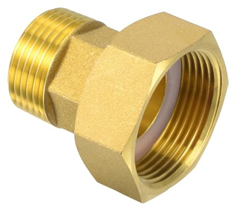 YOKIVE Pipe Fitting, Water Meter Coupling G1-1/4 Female x G1 Male Thread Hex Connector Adapter, Great for Bathroom Pipe Device, Water Pipe (Gold, 50.8-mm)