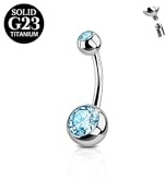 FunZing Piercing de Titanio para Ombligo - Anillos de Barbell Rosa y Azul 6mm a 16mm 14G