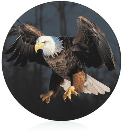 Weißkopfseeadler Schneidebrett für Küche, rundes Muster, Schneideblock aus gehärtetem Glas, rutschfestes Glasschneidebrett, personalisierte Schneidematten für Zuhause