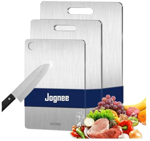 Stainless Steel Cutting Board, 3PCS Cutting Boards for Kitchen Chisel Dishwasher Safe, Double Sided Board Kitchen Supplies for Home Outdoor Camping Meal Preparation