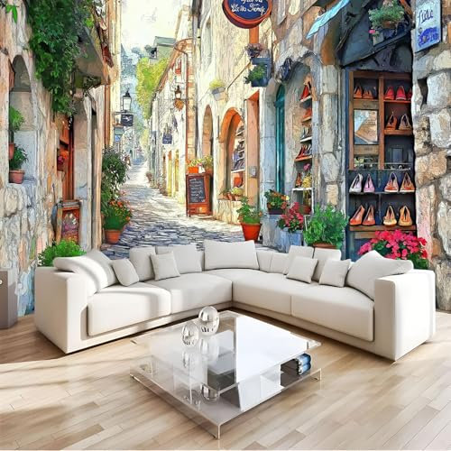 JEDTAKCT Fototapete 70Er Jahre Stadt Natur Retro Ölgemälde Wandtapete Tapeten Wohnzimmer Schlafzimmer Jugendzimmer Büro Flur Hotel Spa Moderne Design Wand Dekoration 260X175Cm