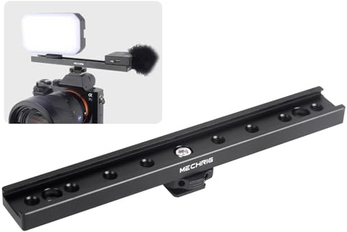 Mechrig 7 Inch Cold Shoe Mount Bracket Cold Shoe Extension Bar, Aluminum Sliding Rail Hot Shoe Mount Bracket with 1/4 & 3/8 Thread for DSLR Camera LED Video Light Microphone Monitor (62033)
