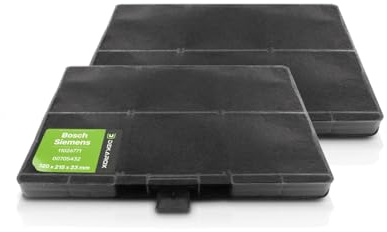 DEKAROX 2 filtri ai carboni attivi, 320 x 243/215 x 23 mm, per Bosch 11026771 00705431 DHZ5346 Siemens LZ53451 Neff Z5102X1, filtro antiodore a carbone, set da 2 pezzi per cappa aspirante