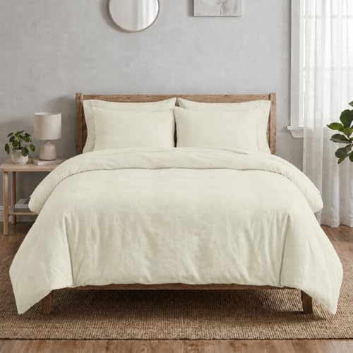 100% Brushed Cotton Flannelette Duvet Cover Set Double – Warm Thermal Winter Bedding Set, Soft Flannel Bedding Set with 2 Pillowcases (200x200 cm)