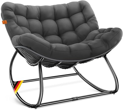 KESSER® Schaukelstuhl für drinnen & draußen ergonomischer Schaukelsessel | maximale Belastung von 120kg Relaxsessel mit Rutschfesten Füßen, Witterungsbeständig