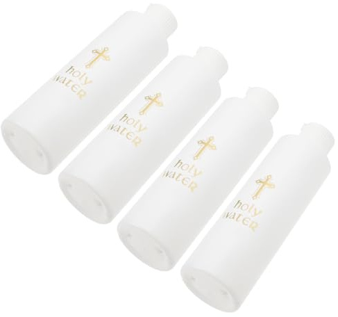 HOLIDYOYO Holy Water Bottle with Golden Cross Logo 6.3 Inch Portable Plastic Exorcism Container Catholic Baptism Accessory Household Use