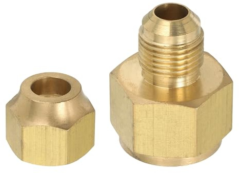 PATIKIL Messing Rohrverbinder, 1/2G Innen x 3/8 Außen Reduzierstück SAE 45 Grad Messing-Rohrverlängerungsadapter mit Überwurfmutter für Klimaanlage Gasleitung Kühlung HVAC