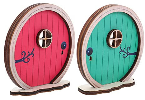 YARNOW Lot de 2 Portes de Fée Miniatures en Bois, Décor de Scène Micro-Paysage, Résistantes à L’Usure Chocs, pour Jardin Féerique