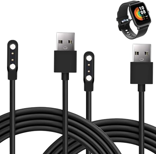 Menibeuty 2 Pièces Chargeur Montre Connectée, Compatible avec Large Gamme de Intelligentes, Câble USB 2 Broches 4mm de Charge Magnétique pour Smartwatch,Chargeur Montre Connectée Universel