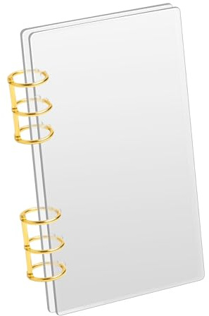 SBYURE A6 Ring Binder Clear Acrylic Binder Notebook Cover,Transparent Frosted Acrylic A6 Cover Loose Leaf Folders Refillable with Gold Metal Round Ring for Collect,Organize,Summarize