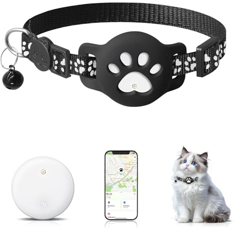 Lizoak Cat Tracker for Airtag – No Monthly Fee GPS Location Tracker for Cats, Reflective & Waterproof Collar with Safety Buckle, Compatible with Apple Find My (iOS Only)
