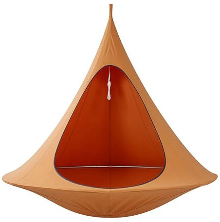 Befoore Hamaca Colgante portátil, Columpio de Cuerda Oxford 1200D, Tienda de árbol Colgante, Columpio Nido con Tienda, Hamaca Opaca for Patio, jardín, Patio, Interior y Exterior.(Orange)